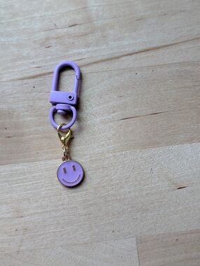 Lavender Smiley Face Keychain Charm
